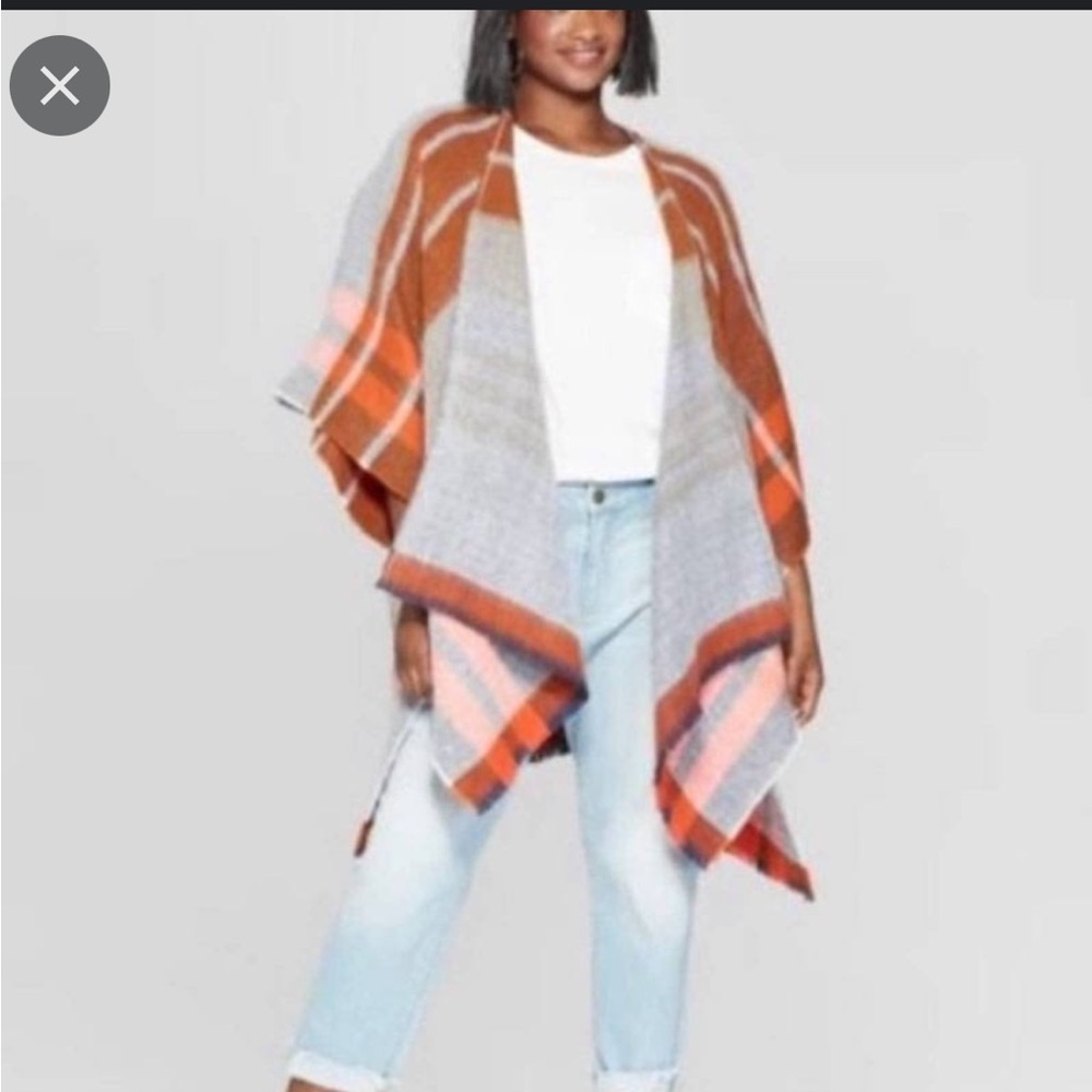 Plaid poncho